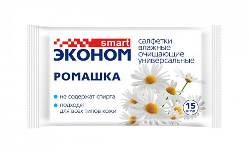 Салфетки влажные SMART Эконом Ромашка 15 шт