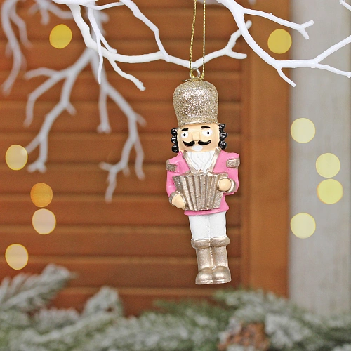 Ёлочная игрушка "Солдат с баяном" 10*3 см