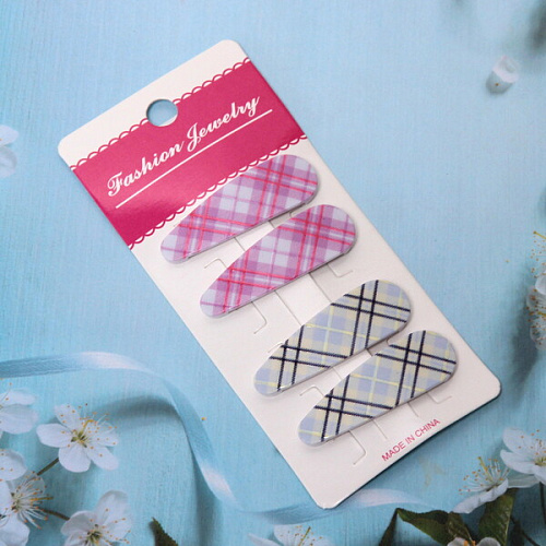 Зажимы для волос Collection School, принт клетка, 5,21,7см_3