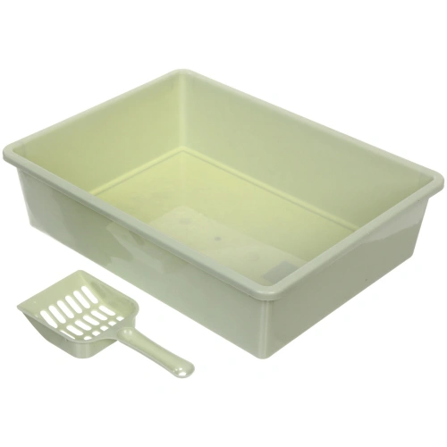 Лоток - туалет для кошек с совком "ЧИСТЫЕ ЛАПКИ", цвет фисташковый, 38*28.5*10см (пакет)