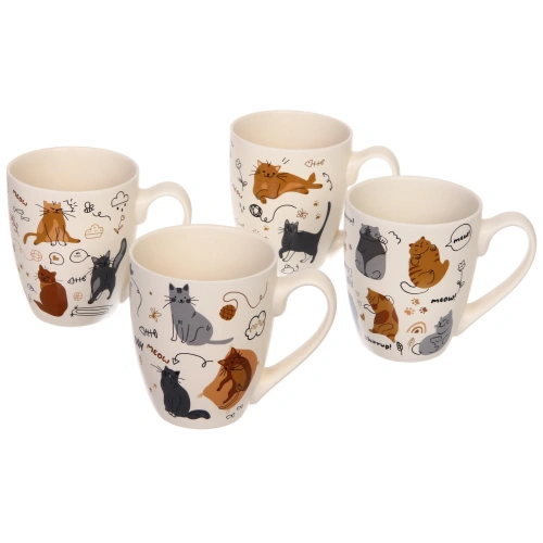 Кружка керамическая 350мл "Славные котики", микс 4рисунка