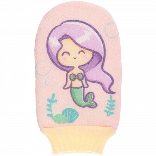 Мочалка-варежка для тела детская "MIR KRASOK", русалочка Глория, цвет как на фото, 23*15см, (ZIP пакет)
