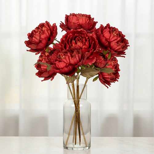 Букет Пионов 7шт "FLOWERS GLAMOUR" 60см красные