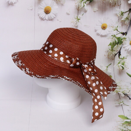 Шляпа женская с широкими полями TiraMiSu- Афина, микс  цветов, р58, ширина полей 10 см_33