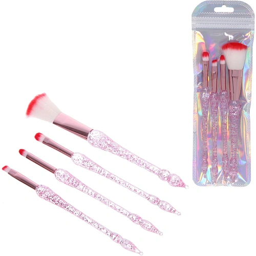 Кисти для макияжа 4шт "ДИ МАРКО", цвет розовый, 21,5*8/16см