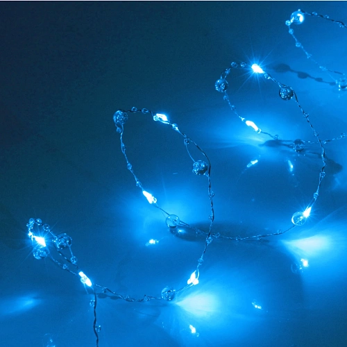 Гирлянда для дома НИТЬ Льдинка 5 м 50 ламп LED, 8 реж,IP-20, Голубой_2
