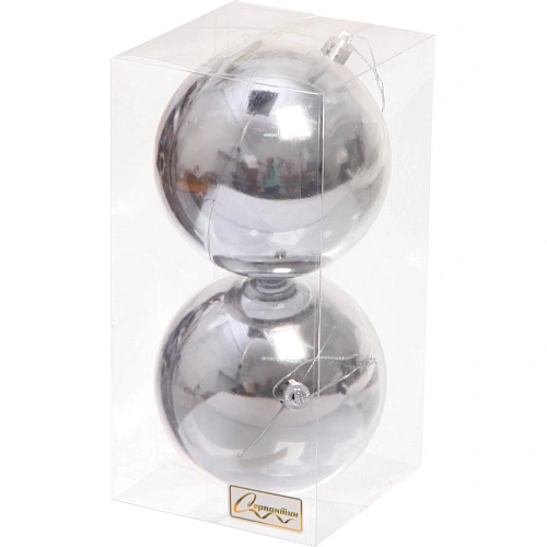 Новогодние шары 10 см (набор 2 шт) Глянец, серебро_6