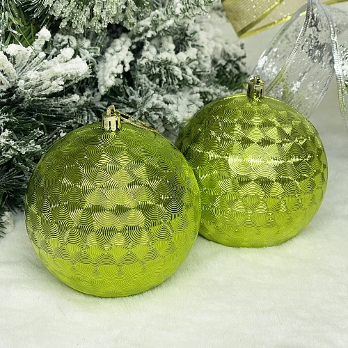 Новогодние шары 10 см (набор 2шт) "Мягкое сияние", Салатовый
