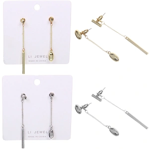 Серьги "ЭЛЛОДИ", винтаж, цвет золото и серебро, 6,4*2см