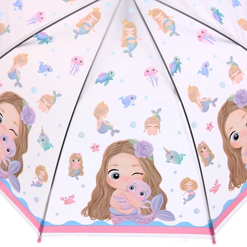 Зонт детский полуавтомат Русалочка, 8 спиц, d-80см, длина в слож виде 65см_4