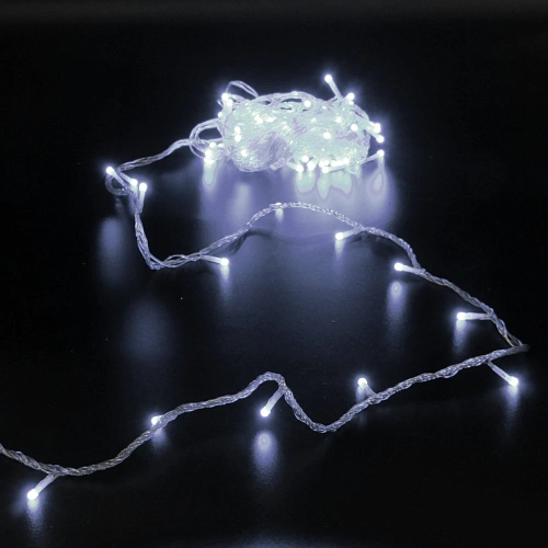 Гирлянда для улицы "Bright light" 10 м 100 ламп LED прозрач.пров.,8 реж, IP-54, Белый (возможность соединения)