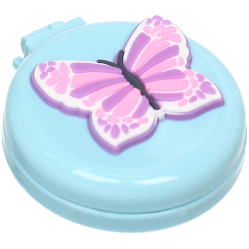 Расческа массажная детская складная КАРАМЕЛЬ, бабочка, цвет голубой, d-6см (пакет с подвесом)_3