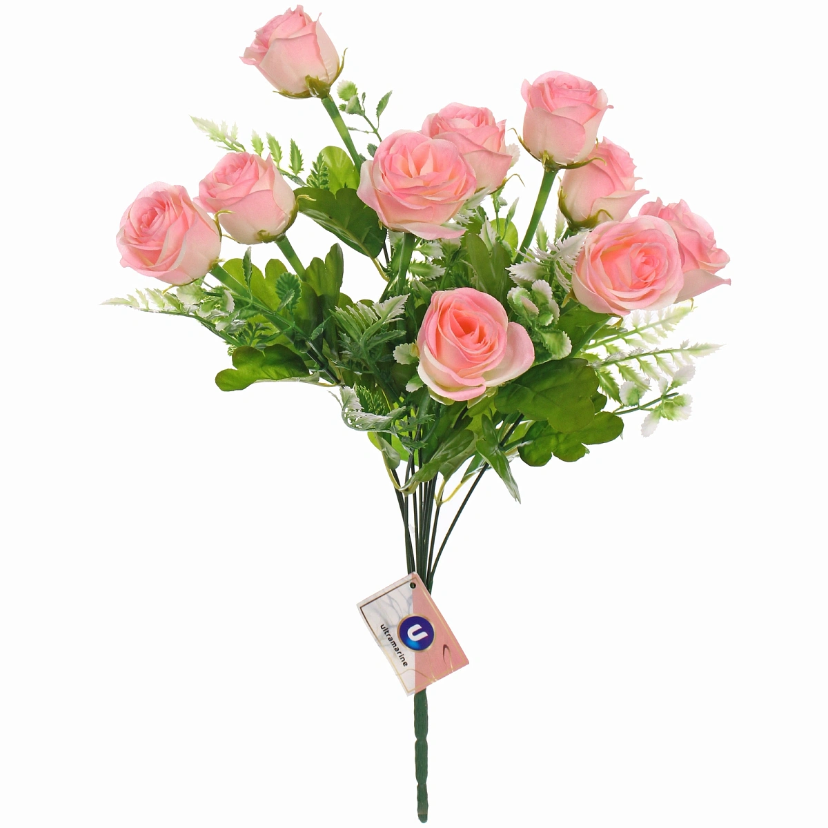 Искусственные цветы "Розовый букет" 42см 10 цветков розовые