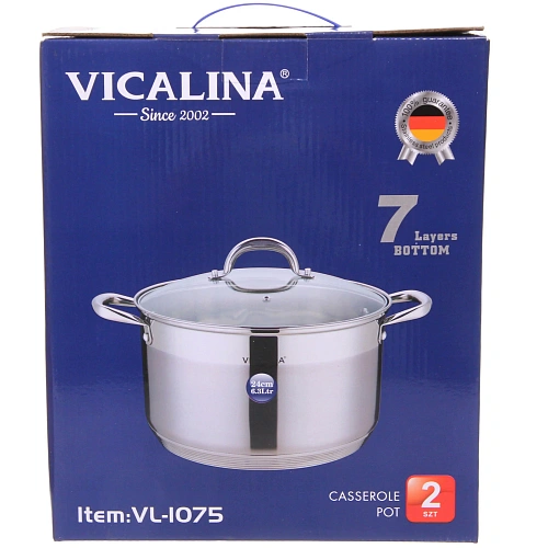 Кастрюля из нержавеющей стали VICALINA 6,3л, индукция, VL-1075_2