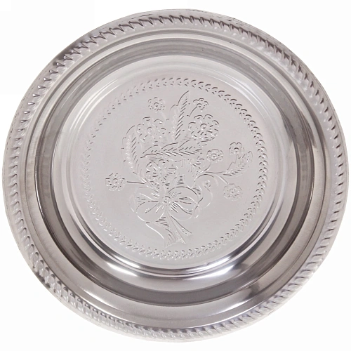 Поднос металлический Цветы 26см_5