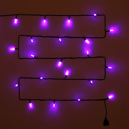 Гирлянда для дома "Кристаллы"  5 м 36 ламп LED черный пров., 8 реж.,IP-40, Фиолетовый (возможность соединения)