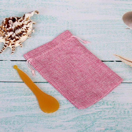 Массажер для зоны вокруг глаз Лопатка Gua sha, цвет кораловый, в холщевом мешочке, 11,53см20,4гр_4