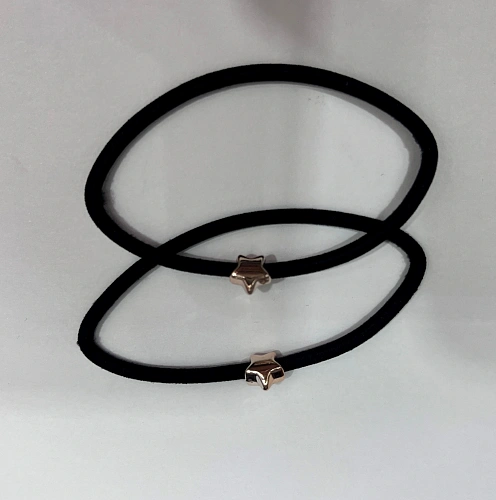 Резинка для волос в наборе 2шт "DesignPRO", звездочки, цвет черный / золото, d-5.5см