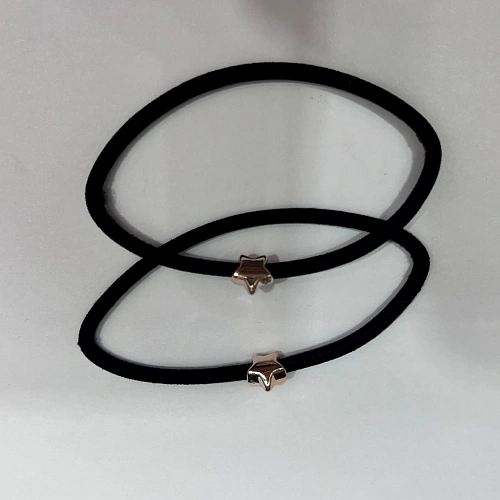 Резинка для волос в наборе 2шт "DesignPRO", звездочки, цвет черный / золото, d-5.5см