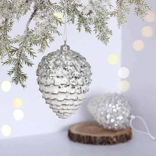 Ёлочные игрушки VERSAILLES "Персея" 11 см (набор 2 шт), Серебро