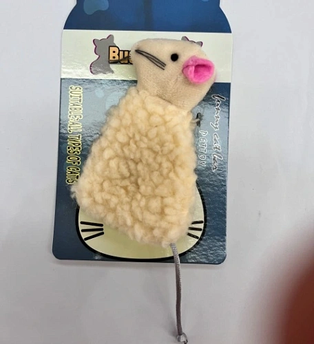 Игрушка для кошек мягкая "Мышка", с внутр. кармашком на липучке, 11*6,5*2см