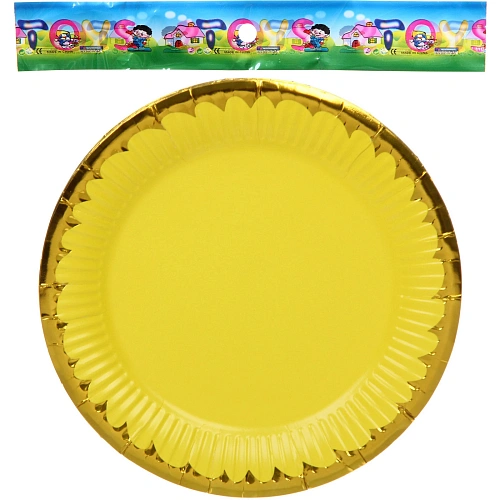 Тарелка бумажная 18 см в наборе 10 шт Праздничный день, желтый_4