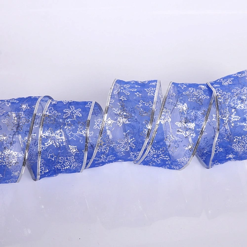 Гирлянда для дома ЛЕНТА ДЕКОРАТИВНАЯ  Морозные снежинки 2,0 м, 6 см, 20 ламп LED (на батарейках), Синий (подсветка синий)_4