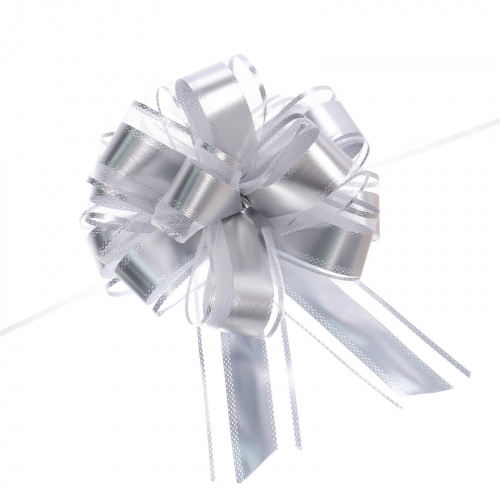 Бант для оформления подарка "Изящный подарок" 5 см, d=15 см, Серебро