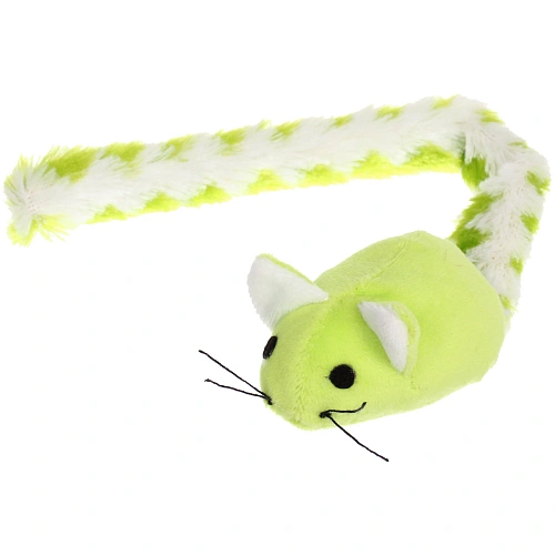 Игрушка - мышка для кошек ЦЕПКИЕ ЛАПКИ, цвет зеленый, шуршащий хвостик 7см_3