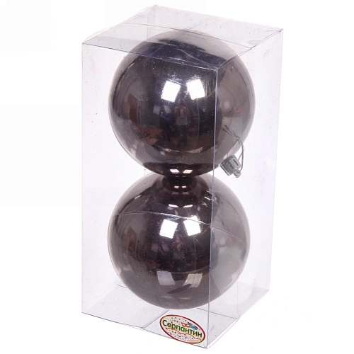 Новогодние шары 10 см (набор 2 шт) Глянец, графит_3