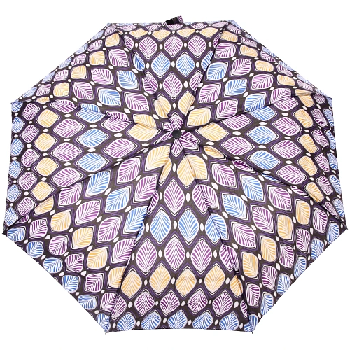 Зонт женский полуавтомат Ultramarine- Маниока, микс 6 цветов, 8 спиц, d-100см, длина в слож виде 28см, голубые цветы_10