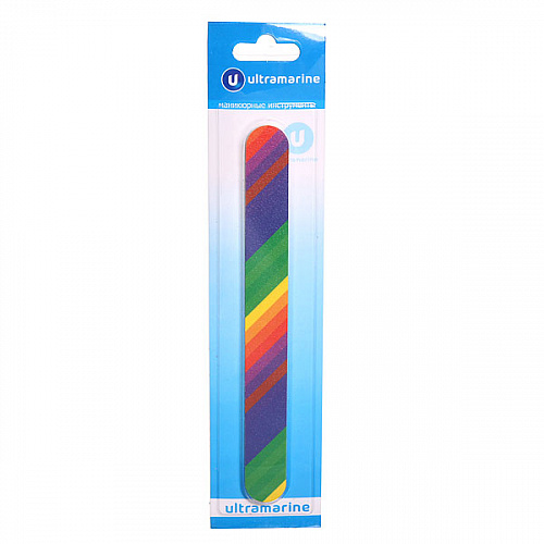 Пилка для ногтей наждачная на блистере прямая "Ultramarine", рисунок радуга,17,5*2см