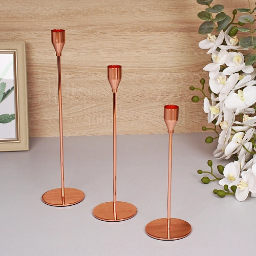 Подсвечники SUNSHINE 23 2832 см (набор 3 шт), Розовое золото_6