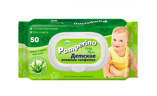 Салфетки влажные PAMPERINO детские с клапаном 50шт