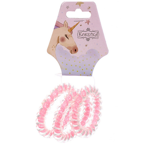 Резинки для волос силиконовые 3шт "ЛИНАЛИ", цвет нежно-розовый, d-5,5см (Подвес Единорог)