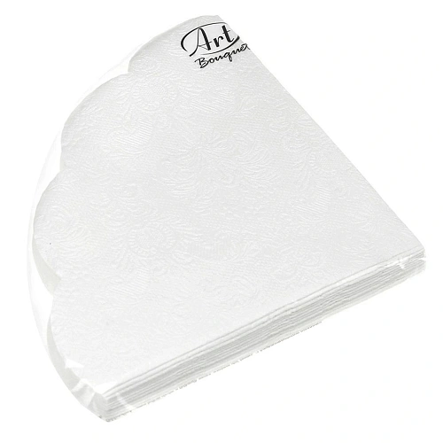 Салфетки бумажные RONDO Барокко 3 сл., 12л, круглые, белые, d32см