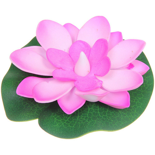 Растение водоплавающее Кувшинка d-10см с подсветкой от контакта с водой, розовый_3