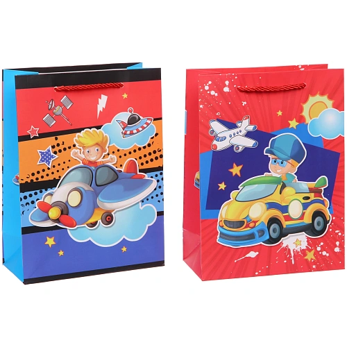 Пакет подарочный Весёлый транспорт 18248,5 см, микс_3
