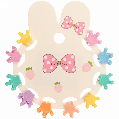 Заколки - крабы для волос детские 10шт на блистере "Little Princess", корона, 1*0,85см
