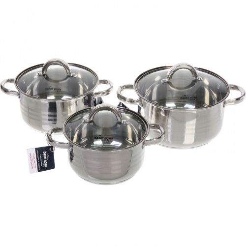 Набор посуды из нержавеющей стали ADELE 3 предмета (3 кастрюли 3,7л, 3,4л, 4,5л), DH10-6
