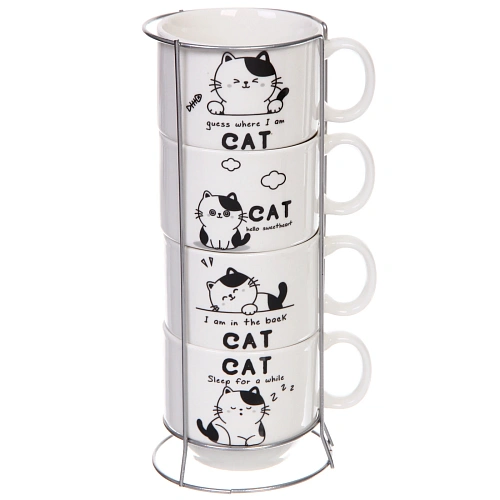 Набор кружек на стойке 200мл "Котята"