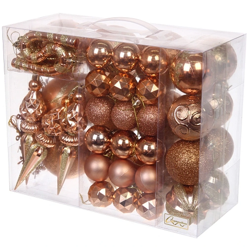 Набор ёлочных украшений Wish 6 см + 4 см (53 предмета), Шампань_3
