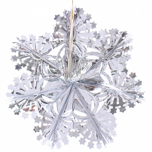 Украшение фольгированное "Сказочная снежинка" d-30 см, Серебро