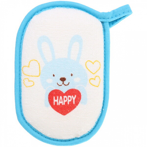 Губка для тела махровая детская "Happy baby - Зайчик Остин" , 13*8,5 см (ZIP пакет)