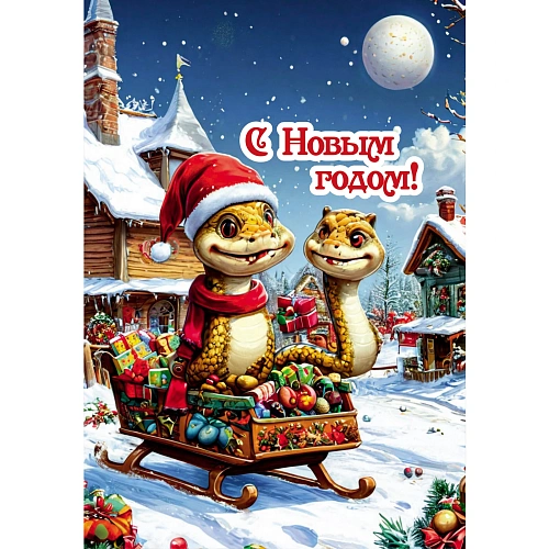 Доска разделочная 16*23см "С Новым Годом!" Символ года Змея