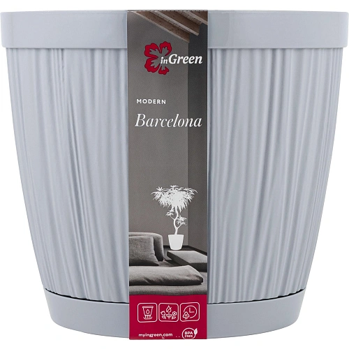 Горшок для цветов пластиковый 9.6л d-27см "BARCELONA" утренний туман