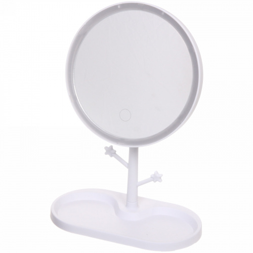 Зеркало настольное с подсветкой на подставке "SVET", цвет белый, USB, 29*5*17см