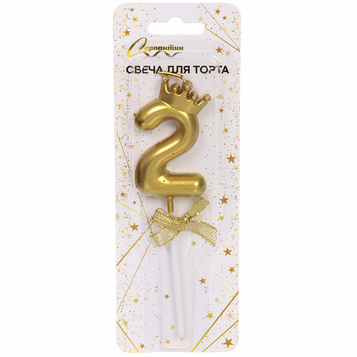 Свеча для торта Цифра Бантик "2" 12.5 см