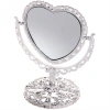 Зеркало настольное в пластиковой оправе "Версаль - Сердце", цвет серебро, двухстороннее,17см
