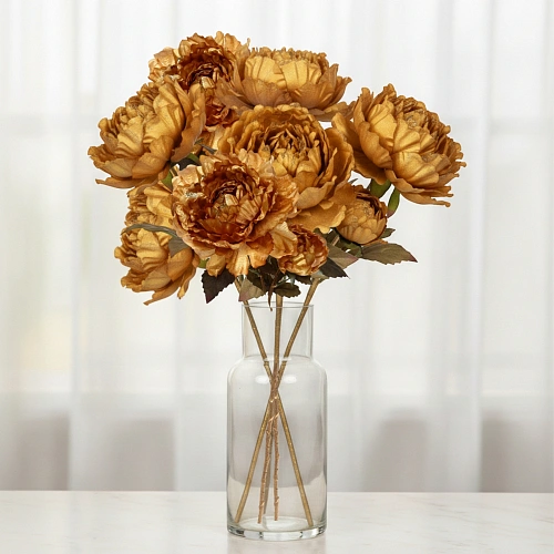 Букет Пионов 7шт "FLOWERS GLAMOUR" 60см золотые